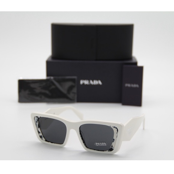 NEW PRADA SPR08Y 02V-5S0 WHITE CAT EYE SUNGLASSES PR 08YS EYEWEAR PRADA PR08YS - Picture 2 of 12